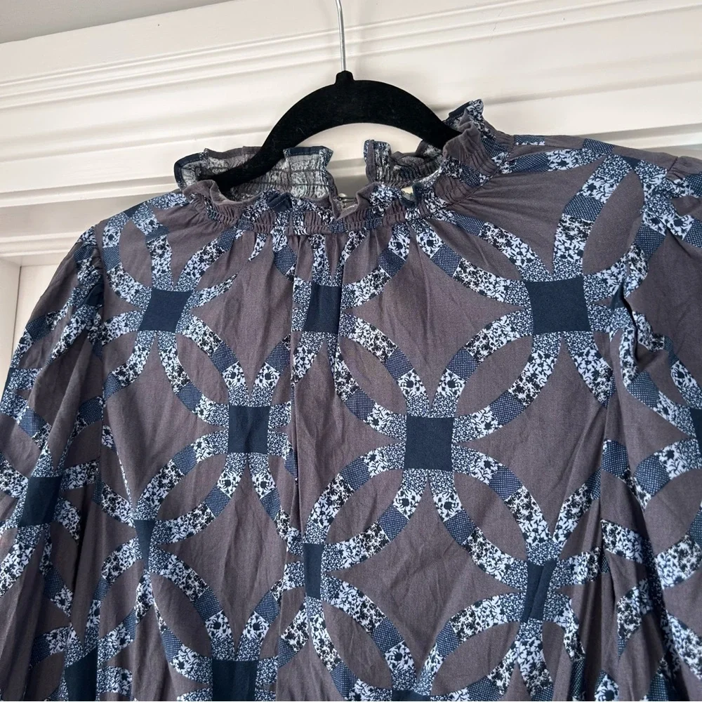 Universal Thread Women's Quilt Print Prairie High Collar Maxi Dress - Picture 3 of 7